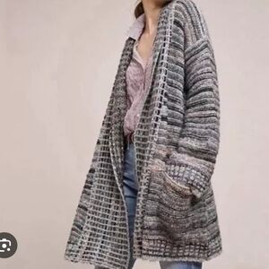 Anthropology Akemi Kin Wasilla oversized chuncky open front long line cardigan